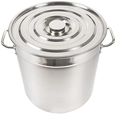 BAOCHADA 70L Edelstahl Kochtopf Großer Kapazität Suppentopf, Kochtopf für Suppen mit Deckel, Campingkochtopf 201 Edelstahl Suppentopf für Eintopf & Braten, Silber