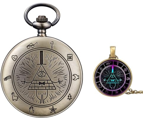 BOSHIYA Vintage Quartz Pocket Classic Watch Arabic Numerals Scale Watch with Chain Anime Cosplay Necklace and Gift Box