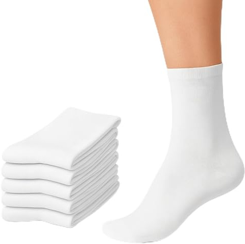 lurensa (pack de 6) calcetines mujer/hombre de algodón uso deportivo ó casual–unisex adulto cómodos transpirables y suaves. Medias en Blanco y Negro para cualquier ocasión
