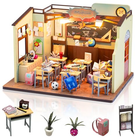 Foyucool DIY Miniature House, Kit Casa delle Bambole in Legno da Montare, Modellino Creativo per Adulti, Compleanni e Natale, Aula​