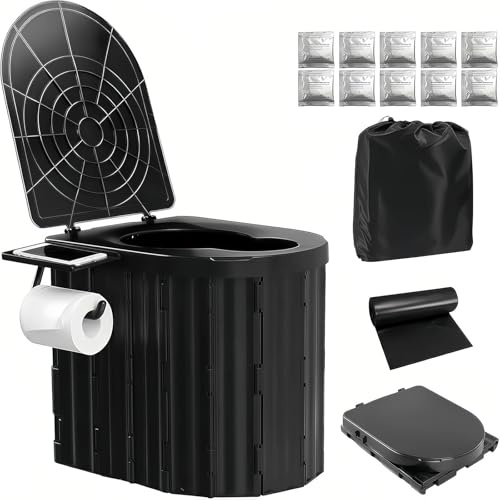 UOPBYEA Portable Camping Toilet for Adults With Urine Gel and Leak-Proof Bags, Washable Outdoor Toilet for Camping Toilets Portable Potty for Tent, Beach, Travel, Boat, Car, RV, Truck Driver