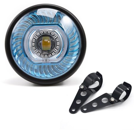 7,64 tums motorcykelstrålkastare, universell LED-strålkastare med fäste för motorcykel café racer