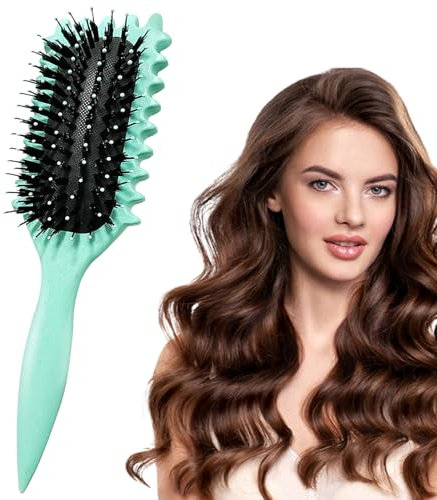 Yeria Lockenbürste Curly Hair Brush,Curl Define Stylingbürste- Bounce Curl Brush,Ideal für Locken & Volumen Styling (Grün)