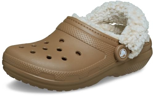 Crocs Unisex-Adult Classic Fleece Lined Clogs, Fuzzy Slippers for Women and Men, Sepia, 14 Women/12 Men