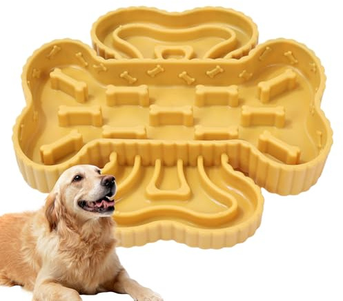Slow Feeder Dog Bowls, Home Decor Suction Cup, Pet Bowl Anti Choking, Indoor Outdoor Non Slip Base, Curved Texture Design, Food Container Adult Dogs, Senior Dogs, Mental Stimulation