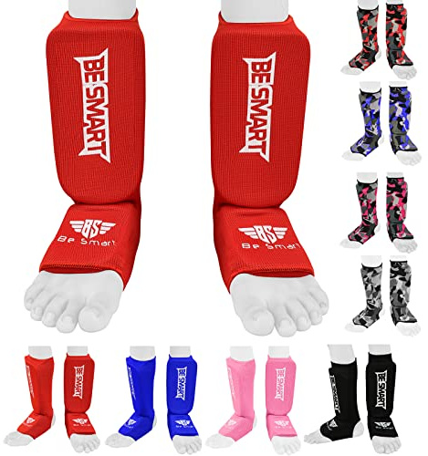 Parastinchi e parastinchi per bambini da kick boxing, per bambini, colore rosso, XXXS (da 3 a 8 anni)