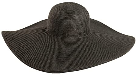 ericotry Women's Ridge Wide Floppy Brim Summer Hat Large Brimmed Garden Beach Sun Hat Big Summer Sun Hat Straw Cap Party Garden Travel Black