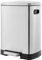 Amazon Basics - Cubo de reciclaje rectangular con 2 compartimentos y tapa de cierre suave, Satén, 25+15 L