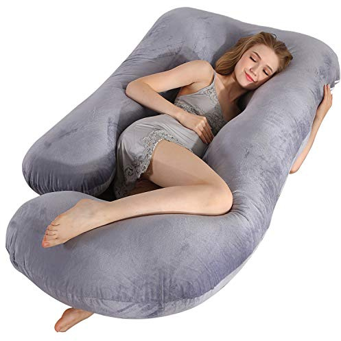Victostar Pregnancy Pillow,57 inches U Shaped Maternity Pillow with Removable Cover Full Body Pillow Support for Back, HIPS, Legs, Belly (Dark Gray)
