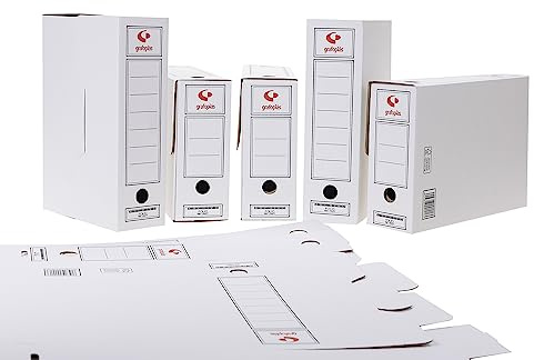 Grafoplás 70905700. Pack de 50 Cajas de Archivo Definitivo de Cartón, Tamaño Folio, 2 Frentes para Archivo Vertical y Apaisado, Certificados FSC, 36x25,3x10cm