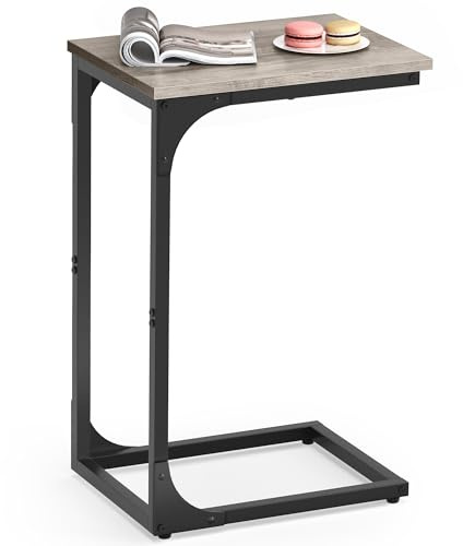 VASAGLE C-Shaped Side Table, Steel Frame, Modern basic | Bedside Table, Coffee Table, for Living Room, Bedroom, Heather Greige and Matte Black, BARNET Collection LET350B02