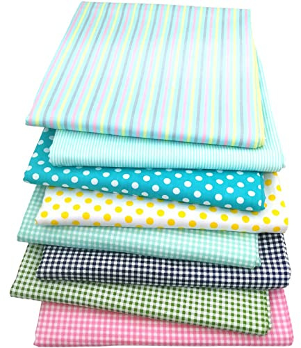 Fabric Fat Quarters Bundle, Cotton Craft Fabric Bundles Patchwork 8PCS 50 x 40cm Material for Sweing Patchwork Different Pattern Cloths DIY Scrapbooking Artcraft (Multi-Color-8)