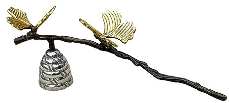Living Ideas Kerzenlöscher, handgefertigt, Schmetterling & Birke, Kerzenlöscher, Antiker Zweig, Kerzenlöscher, Metall, Messing, Kerzenlöscher, Zubehör mit langem Griff, Geschenk für Kerzenliebhaber