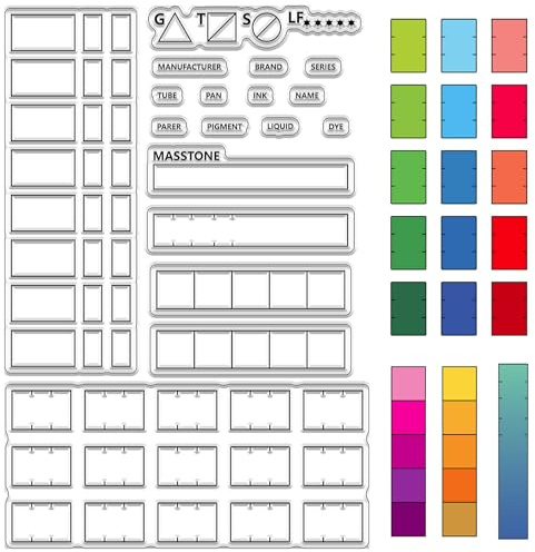 CRASPIRE Muestras de Colores, Paleta de Sellos Transparentes, Sellos de Sellos de Silicona Transparentes Retro Reutilizables para Bricolaje Suministros de Álbumes Recortes Tarjetas de Papel En Relieve