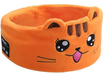 Casque de sommeil sans fil Bluetooth V5.0, haut-parleur ultra fin, volume réglable stéréo Hi-Fi pour bandeau élastique, cadeau pour enfants (orange)