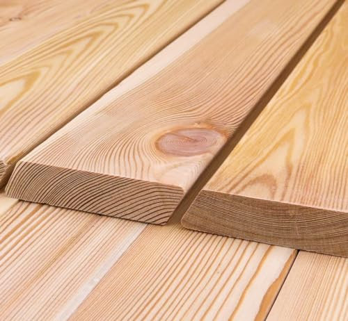 Listelli rombo a 30°, larice siberiano, 21 x 95 x 1500 mm, profilo facciata (lunghezza 1,5 m), confezione da 10