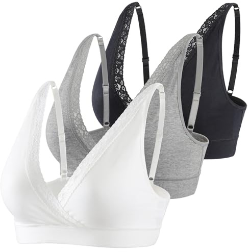 COLOMI Soutien-gorge d'allaitement en dentelle sans coutures pour dormir sans armatures en coton pour l'allaitement