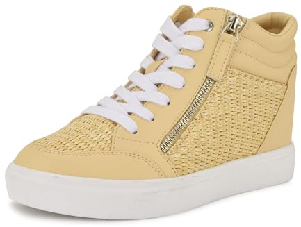 Nine West Women's Tons Wedge Sneaker, Light Natural Woven 110, 7.5
