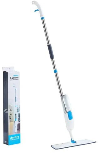 MY HOME 360 Rotary Water Flat Spray Mop for Floors - Lightweight, Durable Stainless Steel Pole, Telescopic Handle, Microfiber Pads for Home Floor Cleaning on Hardwood, Tile, Laminate - Blue