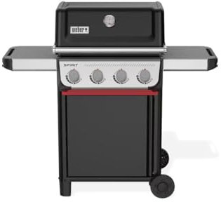 Weber Barbecue à gaz Spirit E-410/4 brûleurs, Roues durables, Grille conservant Une Chaleur Uniforme, Surface de Cuisson de 51 x 46 cm, Compatible avec Les Rails latéraux Works, Noir/Argent