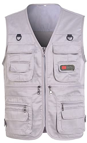 Chaleco al aire libre para hombre de verano ligero con muchos bolsillos chaleco de pesca para hombre 4XL chaleco de trabajo con cuello en V chaleco casual chaleco sin mangas chaleco deportivo fino