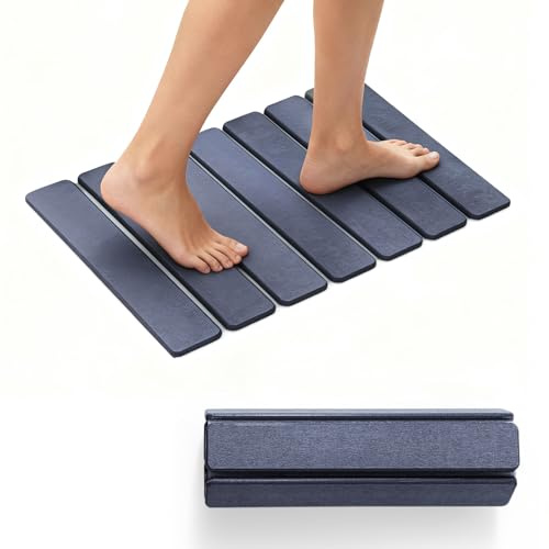 Alfombrilla de baño Absorbente de Piedra-alfombra diatomita baño - Secado rápido, antideslizante, absorbente y plegable para baño y cocina - alfombra diatomita (Gris oscuro, 30*40)