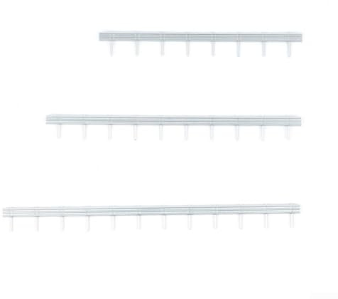 Lot de 3 garde-corps miniatures de route pour scènes de maquettes HO OO - Clôture d'isolation en plastique ABS avec détails réalistes pour diorama et décoration de mise en page (argenté)