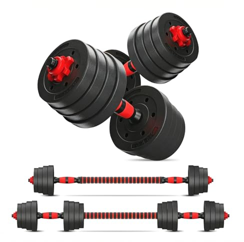 Creacloud Mancuernas Ajustables 20kg/30kg, Juego de Pesas y Mancuernas 2 en 1 con Barra de Conexión, Set dePesas Ajustables con Cierre Seguro para Gimnasio en Casa y Entrenamiento de Fuerza(30kg)