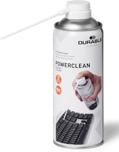 Durable POWERCLEAN Strong Non-Flammable Air Duster - HFC-Free and Electronics Safe - PC and Keyboard Canned Air Cleaner - Compressed Spray Can - 350ml