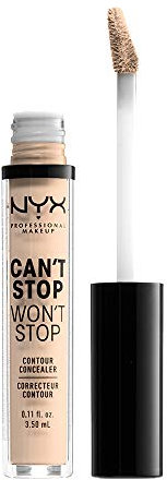 NYX Professional Makeup Can't Stop Won't Stop Contour Concealer - wasserfester flüssiger Abdeckstift, Kaschieren & Highlighten, 3, 5 ml, Light Ivory 04