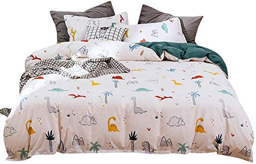 Dinosaurier Kinder Bettwäsche Set Niedlichen Karikatur Tier Bettdecke Für Mädchen Kawaii Karikatur Dinosaurier Bettbezug Weiche Mikrofaser Wende Tagesdecke Mit 1 Kissenbezug, Reißverschluss, 155x220