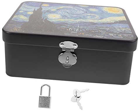 Cabilock Boîte de Rangement Blanc avec Serrure Boîte à Bijoux Compacte Motif Nuit Étoilée Coffret Souvenirs pour Bijoux Pièces Petits Objets Usage Maison ou Présent