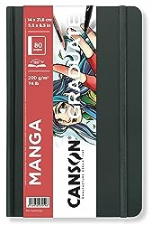 CANSON Graduate Hardbound Manga Book, 200gsm 14 x 21.6cm, Smooth Paper, 40 White Sheets, for Artist Students
