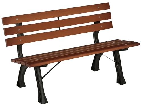 Outsunny Banc de Jardin extérieur 2 Places en Aluminium et Lattes de Bois, dim. 120L x 57l x 70H cm