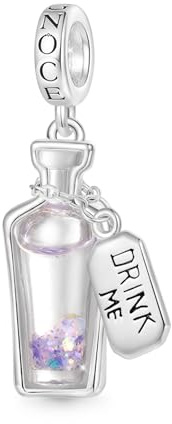 GNOCE Alice Aventure au Pays des Merveilles Pendentif Charm Dangle, Charms Dangle en Argent Sterling S925 pour Femmes, Filles, Femme, Fille, Saint-Valentin, Fête des Mères Bijoux Cadeau, Diametro