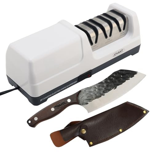 Messerschärfer,Diamant Messerschärfer winkel 20 Mit Kochmesser,Messerschärfer Elektrisch profi Fur Metall Und Oder Keramikmesser,3 IN 1 Grob- Und Feinschliff, Polieren,Scharf Sicher-JOVANT