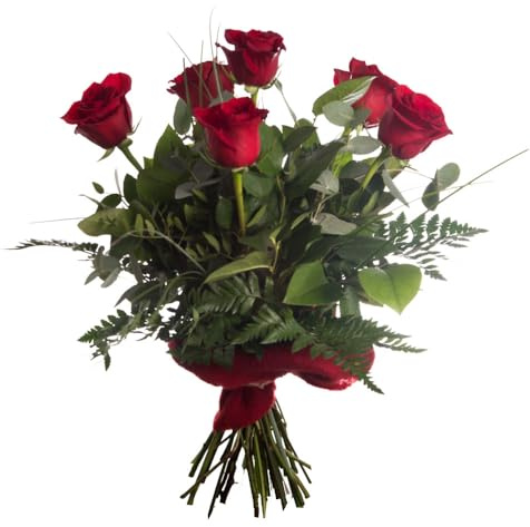 DECOALIVE Ramo Velvet - Ramo de Rosas Rojas Naturales para Regalar