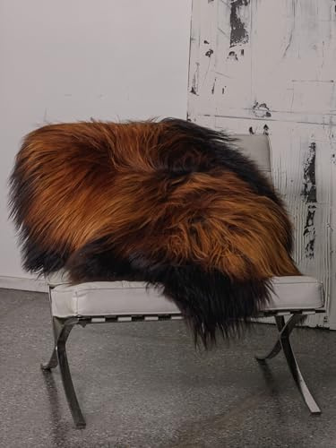 Northsheep Isländisches Schaffell Rusty – Echtfell ca. 110–120 cm – Langhaar Naturfell in Rostbraun – Kuscheliges Lammfell für Sofa, Stuhl & Boden – Unikat aus Island