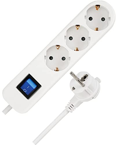 REV Ice Steckdosenleiste, 3-Fach Steckdose, Mehrfachsteckdose 3fach, 1,4m, max. 3680W, weiß