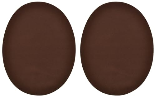 celloexpress Brown Faux Suede Elbow Patches Iron-On (2 Pairs) | 140mm x 110mm Oval Patch for Knees Repair Jacket Jumper DIY Clothing