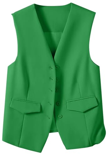 Chaleco tradicional para mujer sin mangas - Chaleco de traje corto para mujer, chaleco informal monocolor, elegante, corte estrecho, cuello en V, chaleco de esmoquin, chaleco vintage, chaleco de