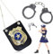 XOXVURI 2 Piezas Accesorios Disfraz Policia Placa Policia Disfraz De Policía Placa De Policía Esposas Con Llave Policía Juguete Kit Para Niños Halloween Fiesta Carnaval Juego De Roles Accesorios