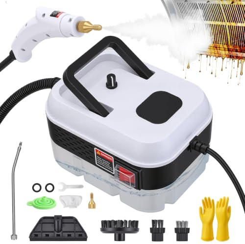 Ovshnrr Handheld Steam Cleaner, 1200W Steamer Cleaning with 6 Adjustable Levels, 3 Bar Pressure & 105°C High Temp, Chemical-Free for Kitchen Window Floor Tile Grout with 30 Min Runtime & Storage Bag
