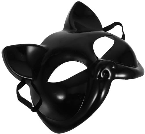 Toyvian Masque de Chat Noir Demi-masque Créatif Confortable en Plastique Réutilisable Léger pour Décoration Diy pour Costumes et Mascarades Halloween