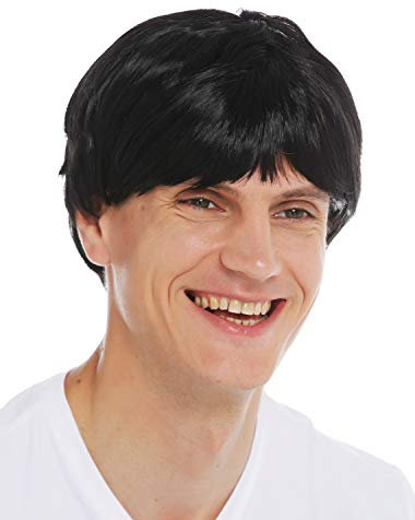 WIG ME UP - 2232-ZA103 Perücke Karneval Halloween Herren kurz glatt schwarz