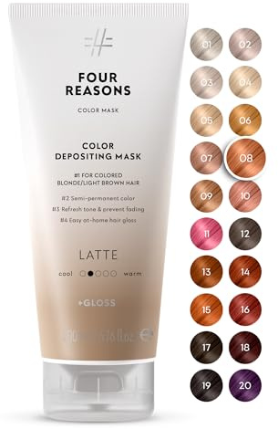 FOUR REASONS Color Mask, Latte (27 Colours) – Hair Gloss & Colour Depositing Conditioner – Semi Permanent Hair Toner for Colour-Treated Hair Colour For Women – Vegan & Cruelty-Free – 200 ml