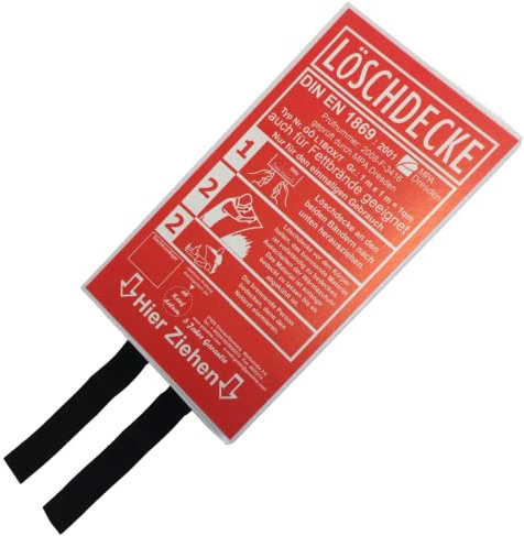 Brandengel Premium Löschdecke in Kunststoffbox DIN EN 1869:2001 Brandschutzdecke XL| 1,0 x 1,0 m auch für Fettbrände Fettbrand Küche Feuerlöschdecke Auto Ersten Hilfe 100 x 100 cm 1 Stück Box rot