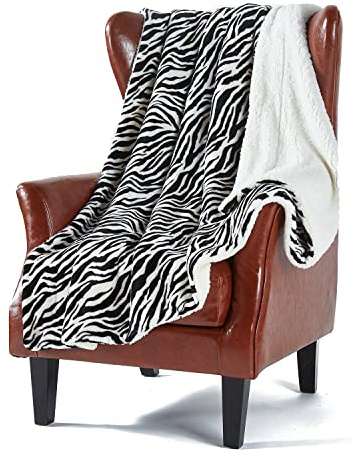 DREAMLANDING Sherpa Fleece Blanket Sofa Throw Double-Sided Super Soft Warm Throw Blanket For Bed, Sofa, Couch (Zebra, 150×180cm)