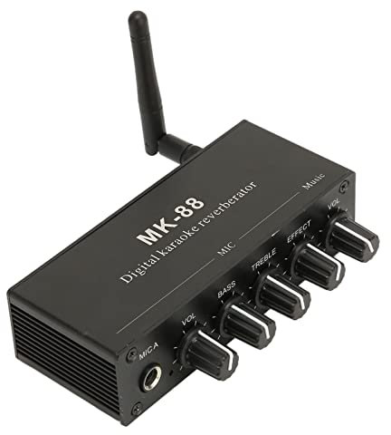 Mezclador de Karaoke, Entrada de Micrófono Dual Portátil Aleación de Aluminio 5 Diales Giratorios Karaoke Reverber DC 12V para Escenario para KTV