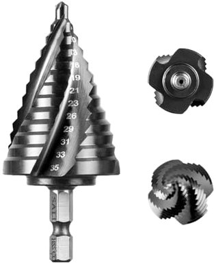 SALI M35 Hss Step Drill Bit 5-35mm Four Spiral Flute Cobalt Step Drill Bit 1/4 Hex Shank for Metal, Stainless Steel, Aluminum, Wood, Plastic